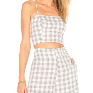 House Of Harlow 1960 Gingham Cropped Top‎ Grey XS